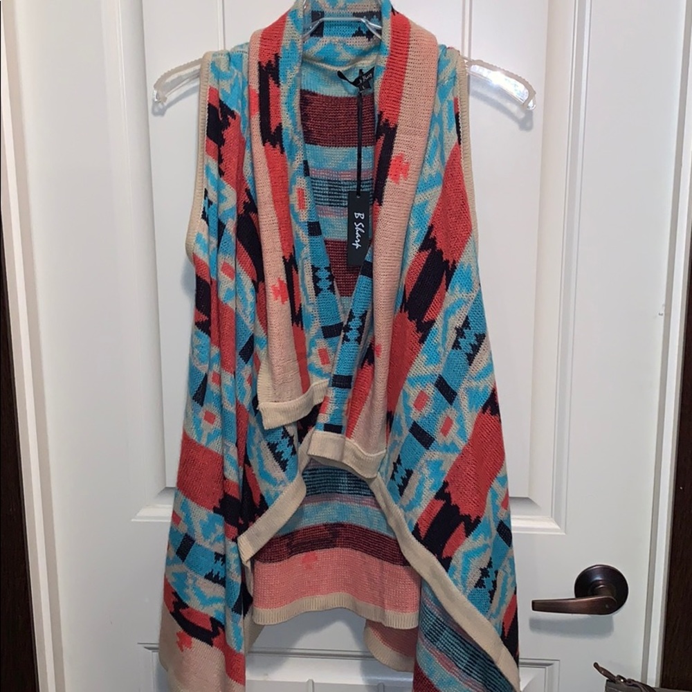 Sweater Vest with Aztec Detail